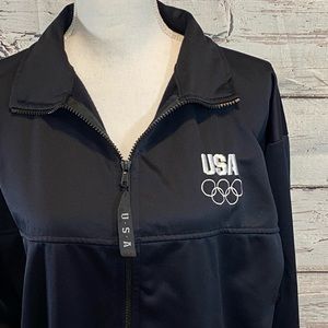 US OLYMPICS COMMITTEE Black Fleece Lined Jacket-XL